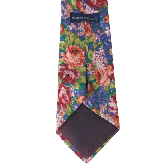 Camden Court Floral Flowers Roses Multicolor Novelty Necktie - Picture 6 of 6